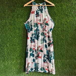 SHEIN Curve Tropical Print Tie Back Dress